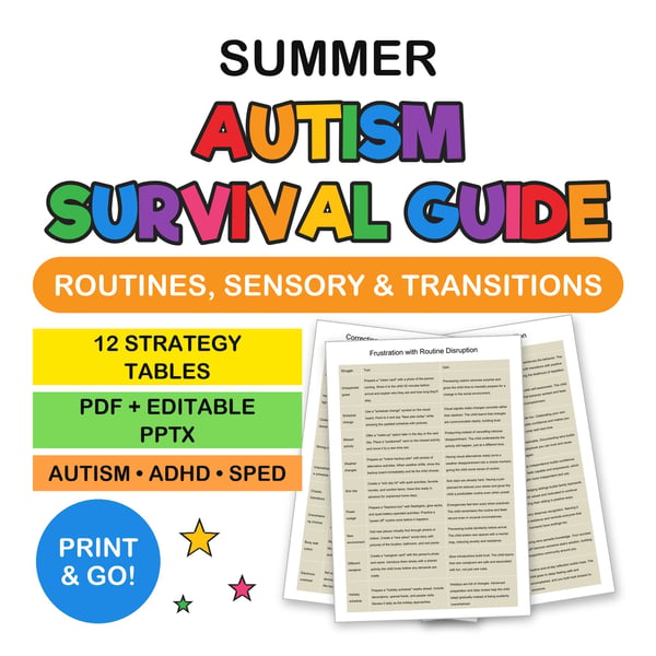 Autism Summer Survival Guide | Routines, Sensory Needs & Transitions Strategy Tables