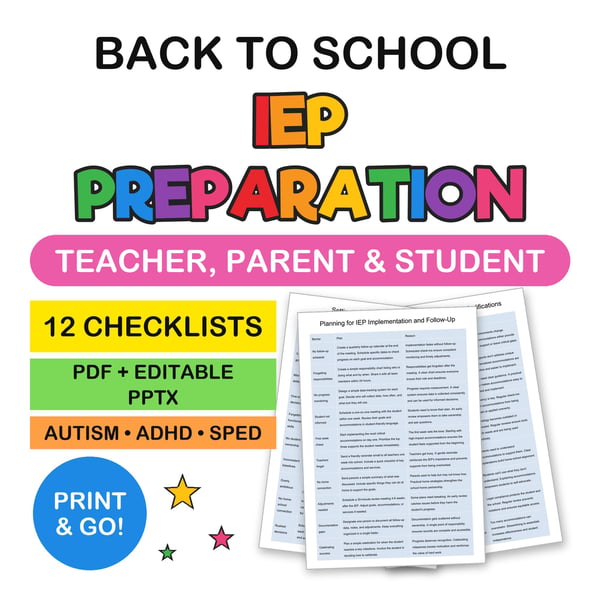 Back to School IEP Preparation Guide | Teacher, Parent & Student Checklists