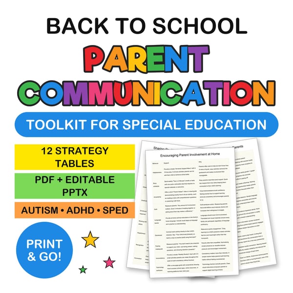 Back to School Parent Communication Toolkit for Special Education
