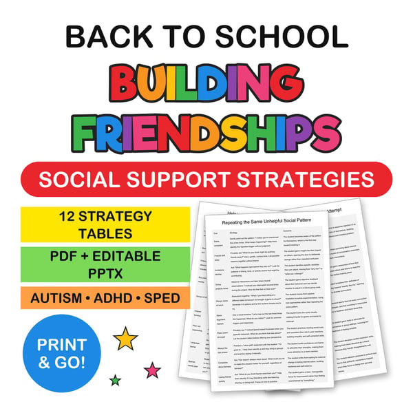 Building Friendships at the Start of the School Year | Special Education Strategy Tables