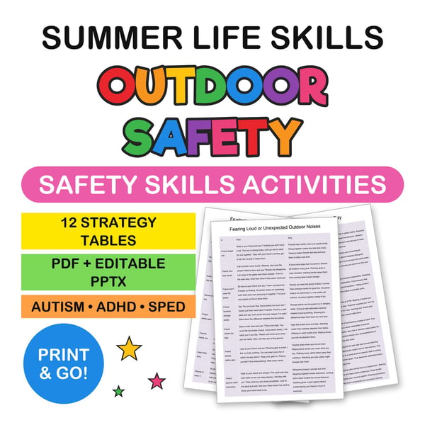 Outdoor Safety Skills for Special Education | Summer Life Skills Strategy Tables