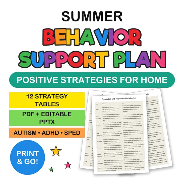 Summer Behavior Support Plan | Positive Strategies for Home & School