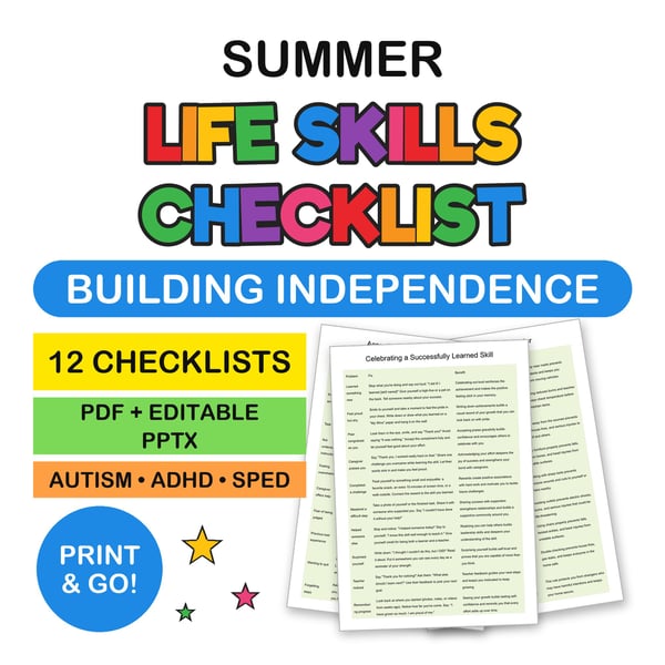 Summer Life Skills Checklist | Building Independence for Special Education