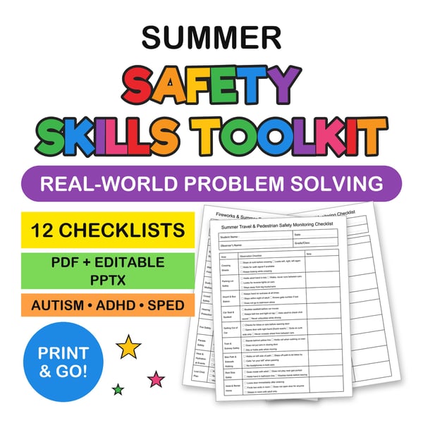 Summer Safety Skills Toolkit | Real-World Scenarios & Problem Solving Checklists