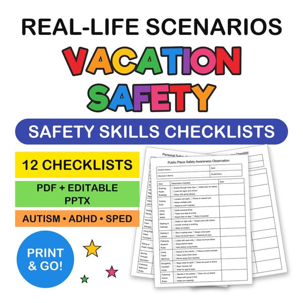 Vacation Safety Skills | Real-Life Scenarios & Checklists for Special Education