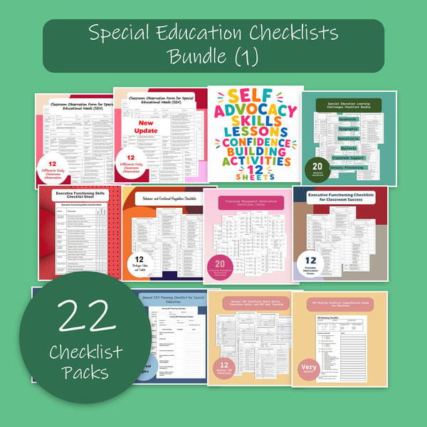 Special Education Checklists Bundle (1) | 22 Checklist Packs