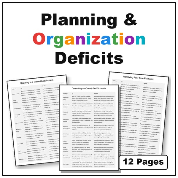 Planning & Organization Deficits | Strategies for Organizing Work and Time