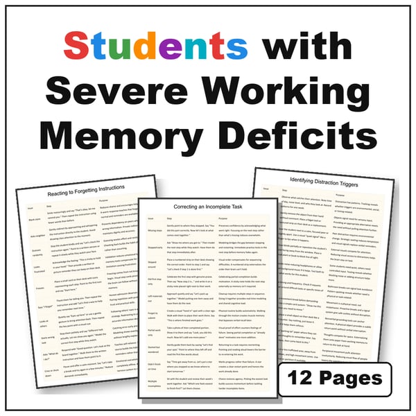 Students with Severe Working Memory Deficits | Memory Support Strategies