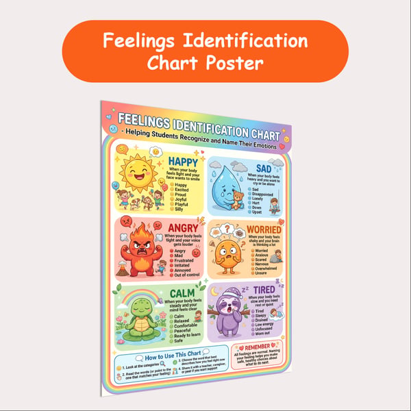 Feelings Identification Chart Poster | Emotions Chart for Kids