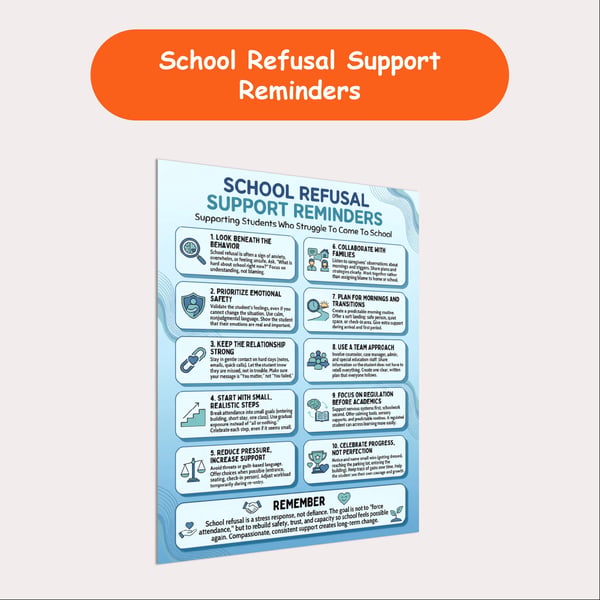 School Refusal Support Reminders Poster | Strategies for Educators