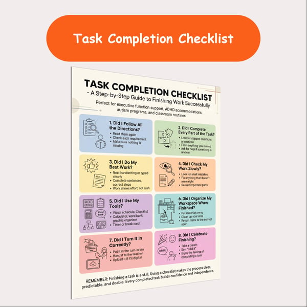 Task Completion Checklist Poster | Finishing Work Self-Check for Students