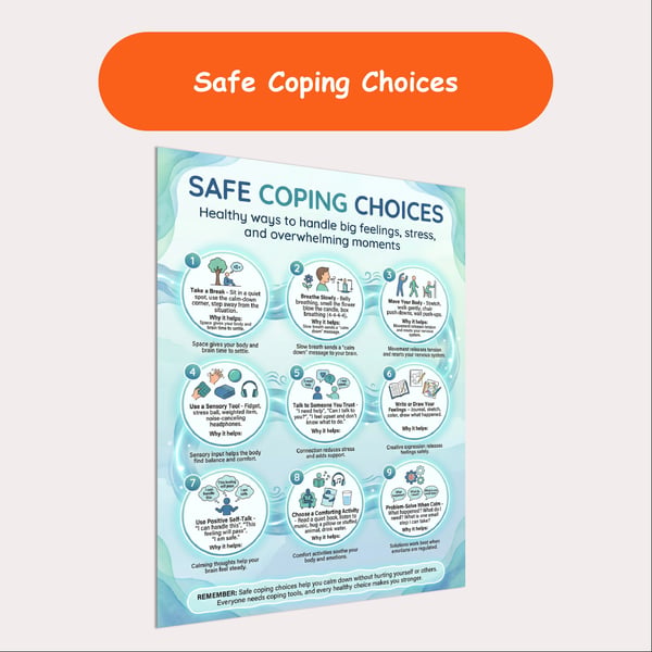 Safe Coping Choices Poster | Healthy Ways to Handle Big Feelings