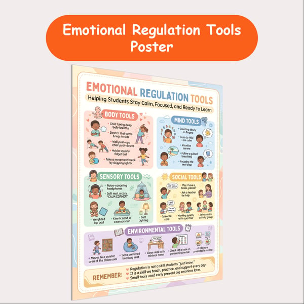 Emotional Regulation Tools Poster | Body, Mind, Sensory and Social Tools