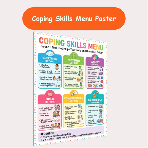 Coping Skills Menu Poster | Choose a Calming Tool