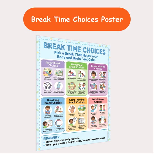 Break Time Choices Poster | Calm Break Options for Kids