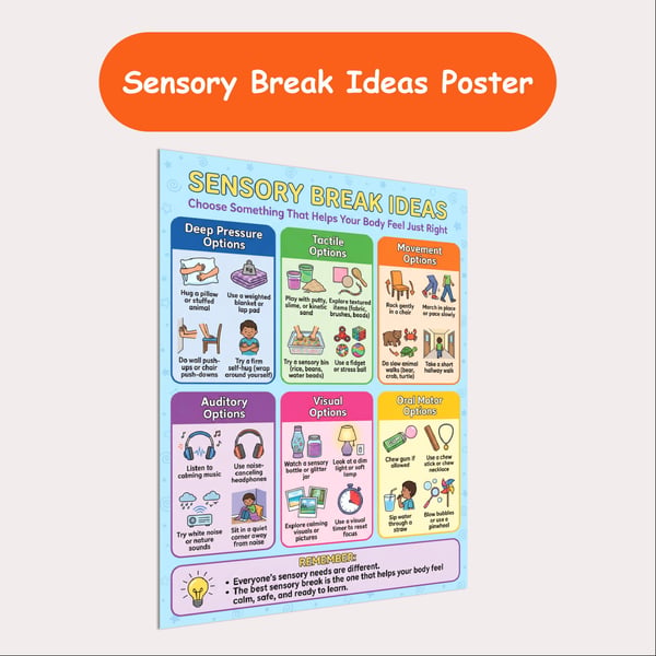 Sensory Break Ideas Poster | Sensory Choices for Self-Regulation
