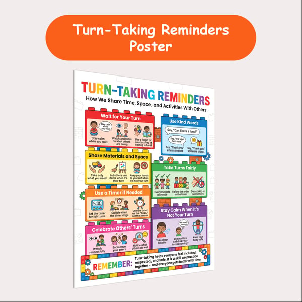 Turn-Taking Reminders Poster | Sharing Time and Activities Fairly