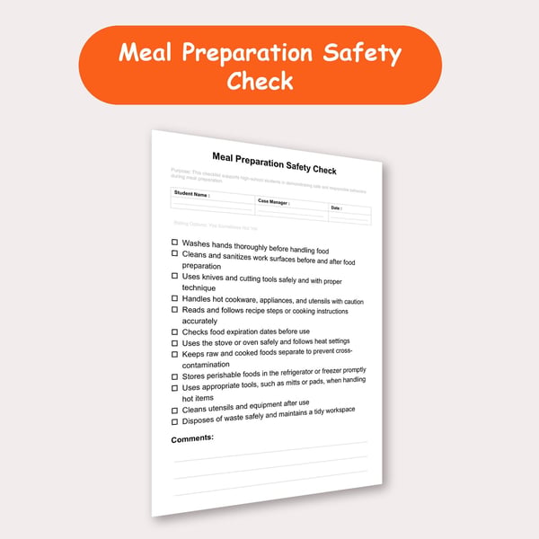 Meal Preparation Safety Check | Life Skills Checklist for High School Special Education