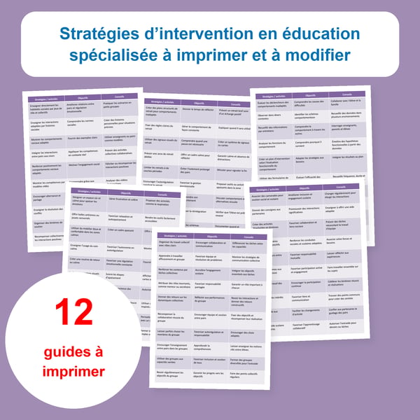 Interventions en éducation spécialisée : 12 tableaux pratiques | PDF imprimable + PowerPoint modifiable