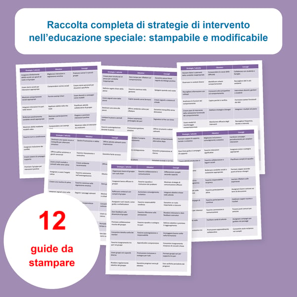 Interventi nell’educazione speciale: 12 tabelle pratiche | PDF stampabile + PowerPoint modificabile