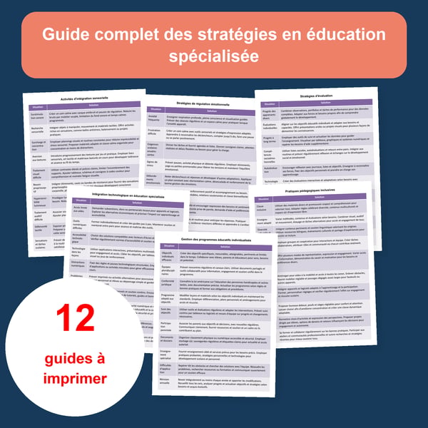 Éducation spécialisée : 12 tableaux situations et solutions | PDF + PowerPoint modifiable