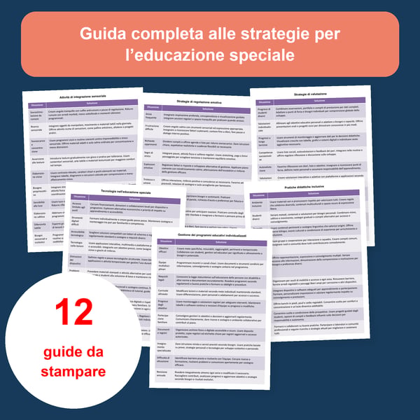 Educazione speciale: 12 tabelle di situazioni e soluzioni | PDF + PowerPoint modificabile