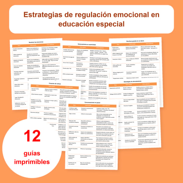 Regulación emocional: 12 tablas para educación especial | PDF + PowerPoint editable
