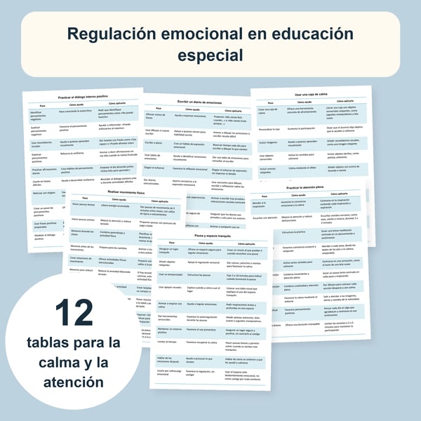 Calma y concentración: 12 tablas de regulación emocional | PDF + PowerPoint