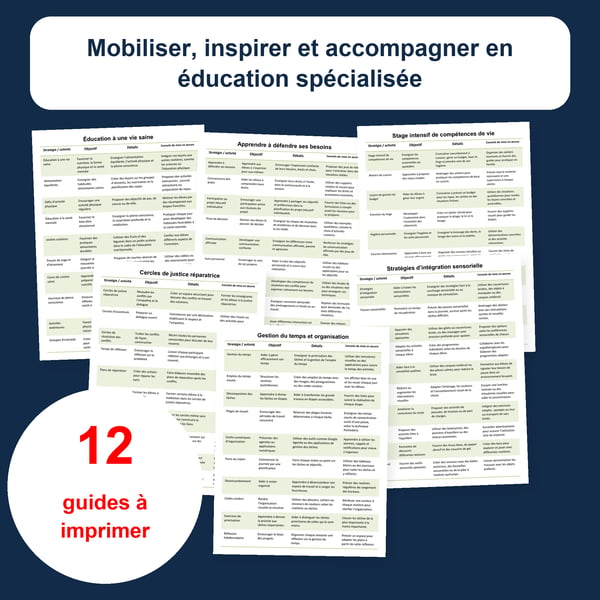 Mobiliser, inspirer et accompagner en éducation spécialisée : 12 tableaux | PDF + PowerPoint modifiable