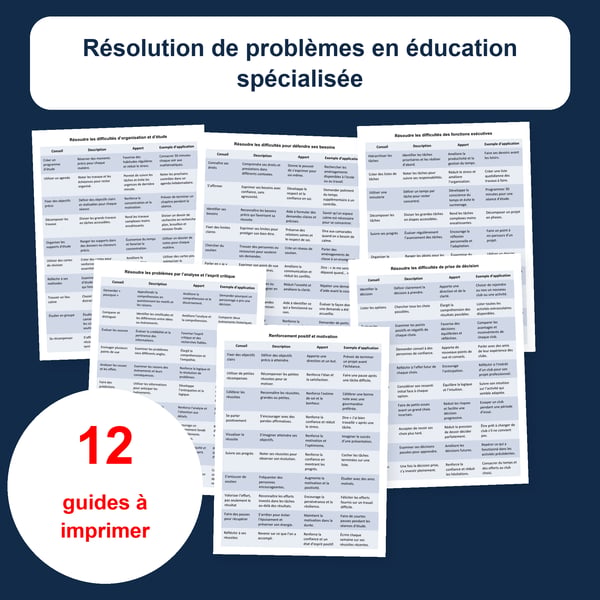 Résolution de problèmes en éducation spécialisée : 12 tableaux | PDF + PowerPoint modifiable