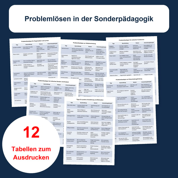 Problemlösen in der Sonderpädagogik : 12 Tabellen | PDF + bearbeitbare PowerPoint
