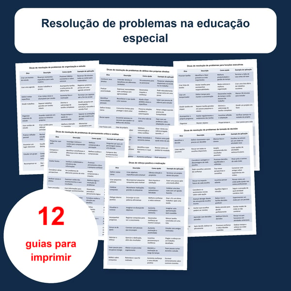 Resolução de problemas na educação especial : 12 tabelas | PDF + PowerPoint editável