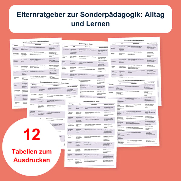 Elternratgeber zur Sonderpädagogik: Alltag und Lernen : 12 Tabellen | PDF + bearbeitbare PowerPoint