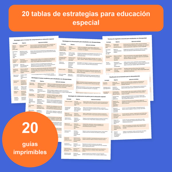 Educación especial: 20 tablas y 200 estrategias | PDF + PowerPoint editable