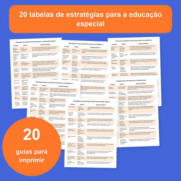 Educação especial: 20 tabelas e 200 estratégias | PDF + PowerPoint editável