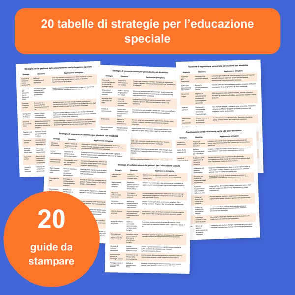 Educazione speciale: 20 tabelle e 200 strategie | PDF + PowerPoint modificabile