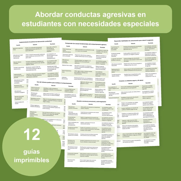 Conductas agresivas: 12 tablas para educación especial | PDF + PowerPoint editable