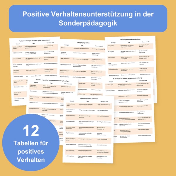 Positive Verhaltensunterstützung: 12 PBIS-Tabellen für die Sonderpädagogik | PDF + PowerPoint