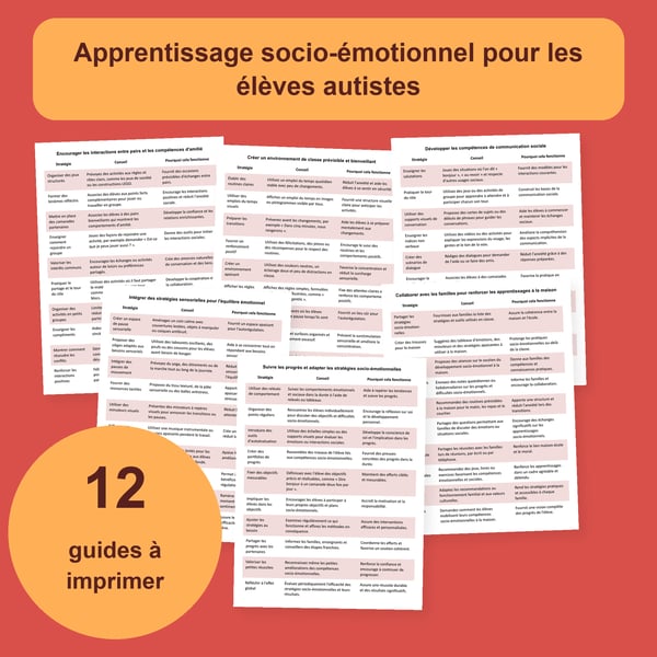 Autisme et apprentissage socio-émotionnel : 12 tableaux | PDF + PowerPoint