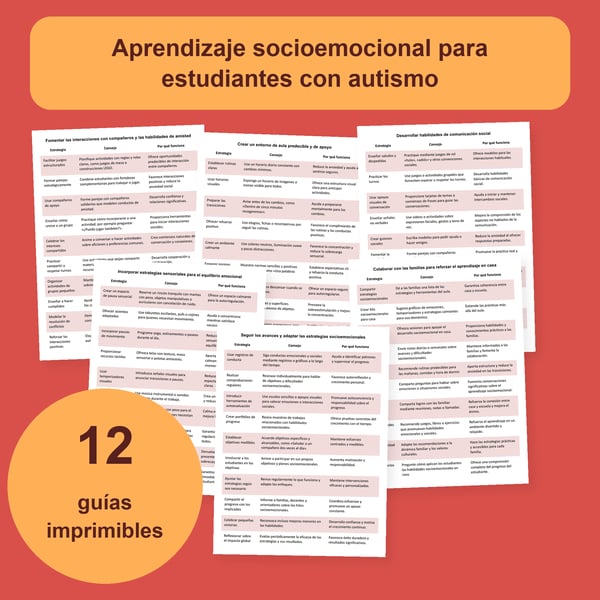 Autismo y aprendizaje socioemocional: 12 tablas | PDF + PowerPoint