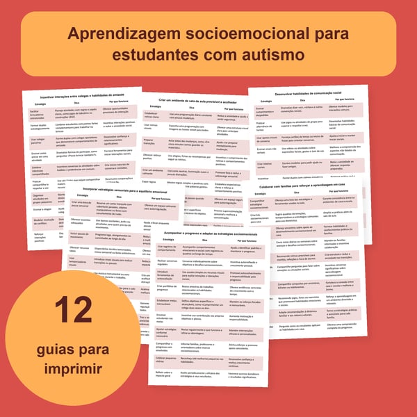 Autismo e aprendizagem socioemocional: 12 tabelas | PDF + PowerPoint