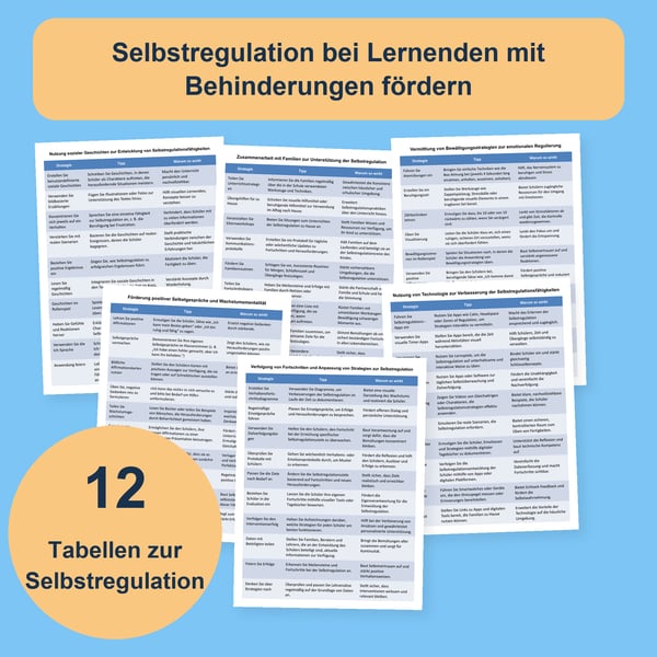 Selbstregulation bei Schülern mit Behinderungen: 12 Tabellen | PDF + PowerPoint