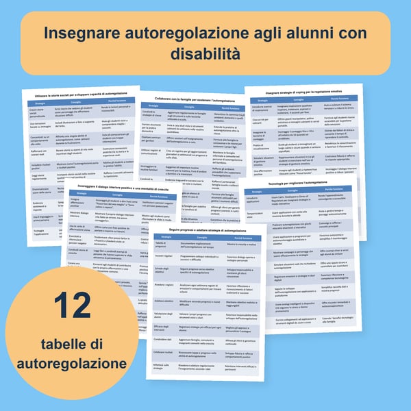 Insegnare autoregolazione agli alunni con disabilità: 12 tabelle | PDF + PowerPoint