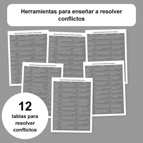 Enseñar a resolver conflictos: 12 tablas prácticas | PDF + PowerPoint