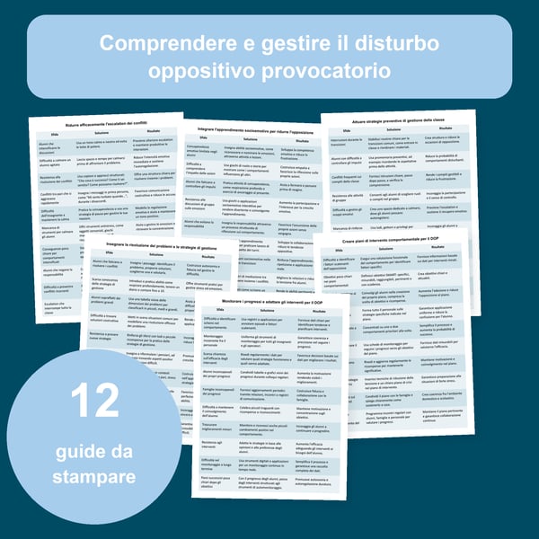 Disturbo oppositivo provocatorio: 12 tabelle per la classe | PDF + PowerPoint