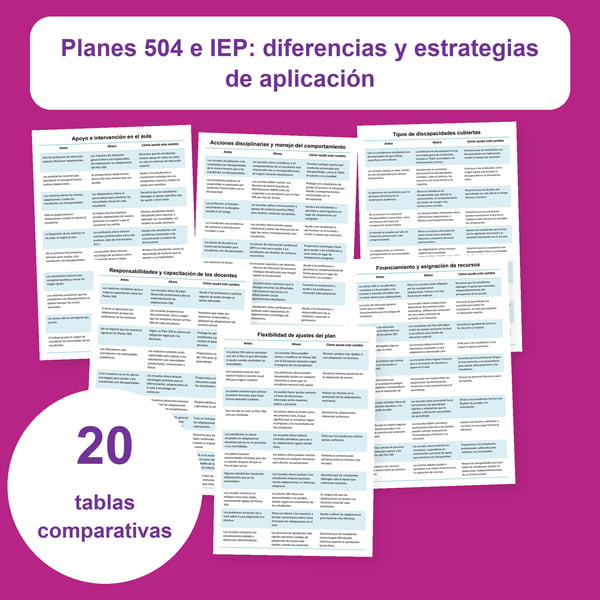 Planes 504 e IEP: 20 tablas de referencia | PDF + PowerPoint