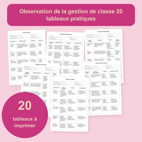 Observation en classe : 20 tableaux et 100 indicateurs | PDF + PowerPoint