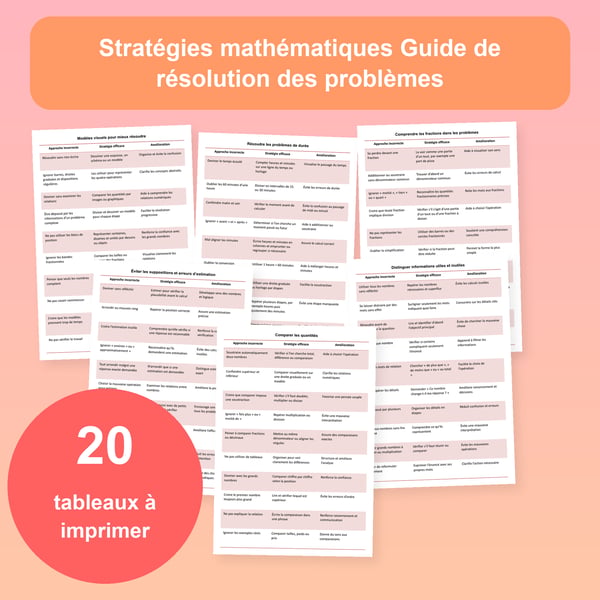 Problèmes mathématiques : 20 tableaux et 200 stratégies | PDF + PowerPoint