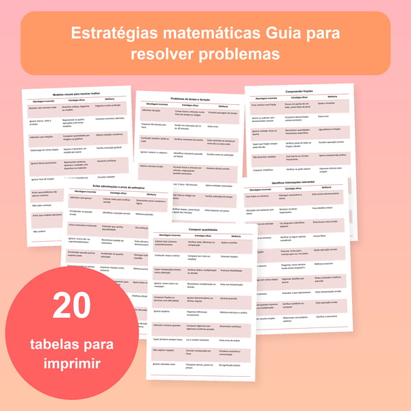 Problemas matemáticos: 20 tabelas e 200 estratégias | PDF + PowerPoint