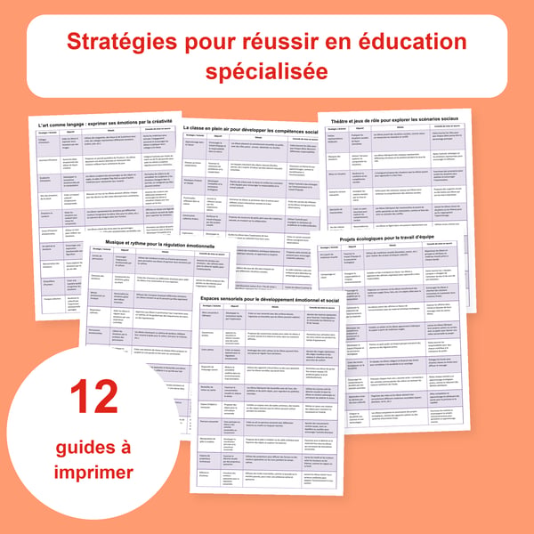 Éducation spécialisée : 12 tableaux de stratégies | Compétences sociales et régulation émotionnelle (PDF + PPTX)
